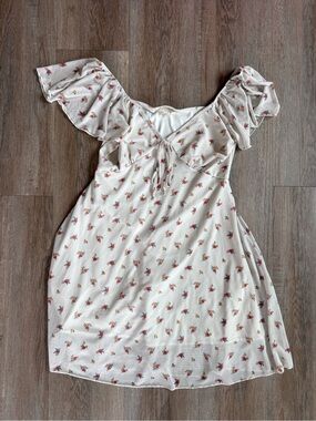 See You Monday Cream Floral Off-Shoulder Dress